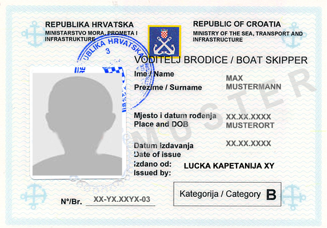 Muster Küstenpatent Kroatien Kat. B