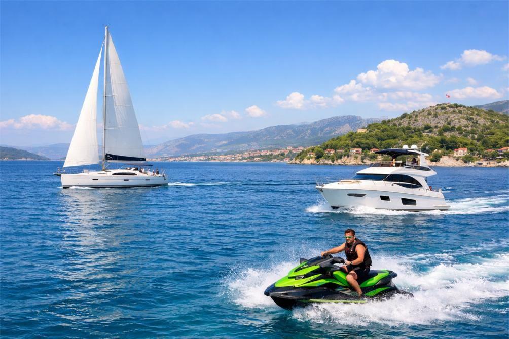Segelyacht, Motoryacht und Jetski